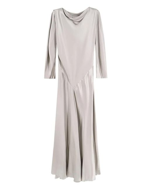 Alberta Ferretti Gray Cut-Out Long Sleeve Dress