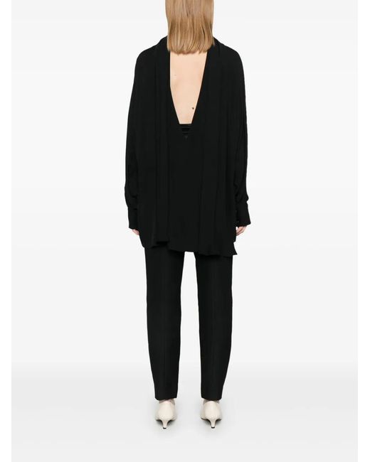 Khaite Black Silk Pussy-Bow Blouse