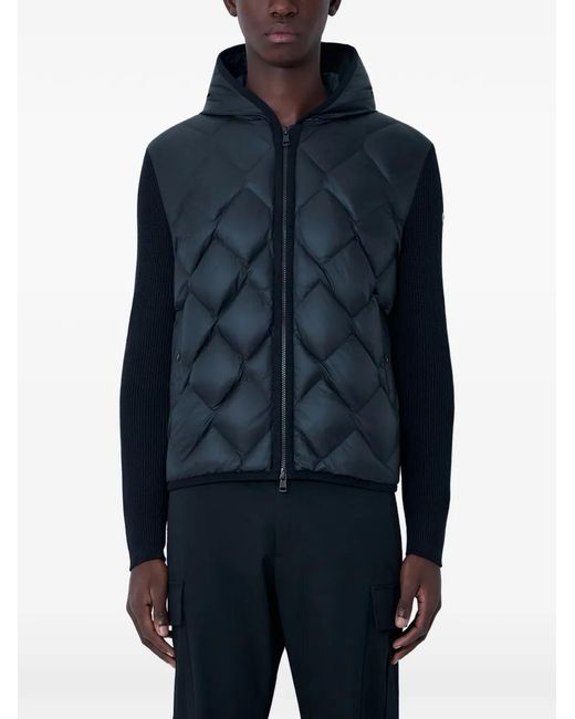 Moncler Blue Ribbed Sleeves Quilted Gilet for men