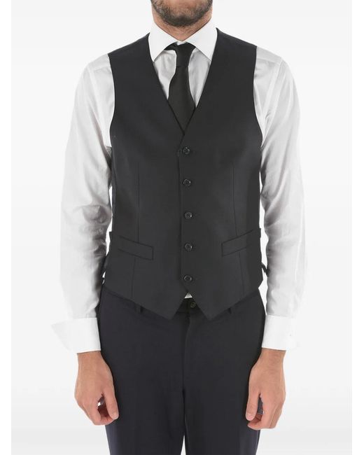 Corneliani Black Single-Breasted Wool Waistcoat for men
