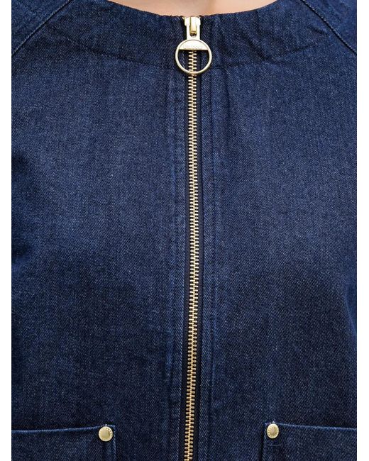 Barbour Blue Saima Zip-Up Denim Jacket