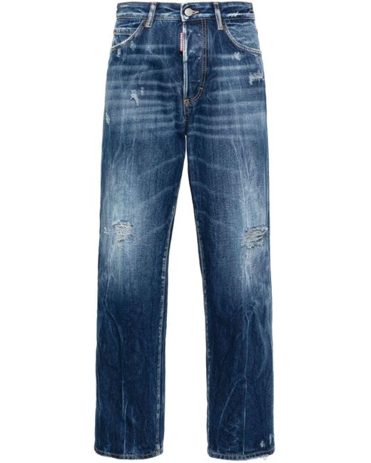 DSquared² Blue Halbhohe Straight-Leg-Jeans