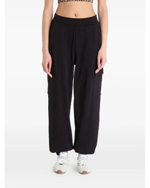 EA7 Black Logo-Print Track Pants
