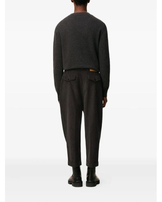 AMI Charcoal Corduroy Pleated Cuffed Trousers in Black für Herren