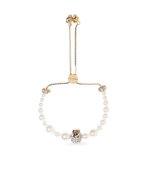 McQueen White Pearl-Embellished Bracelet