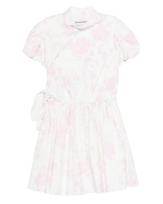 Abito Corto A Fiori di Self-Portrait in White