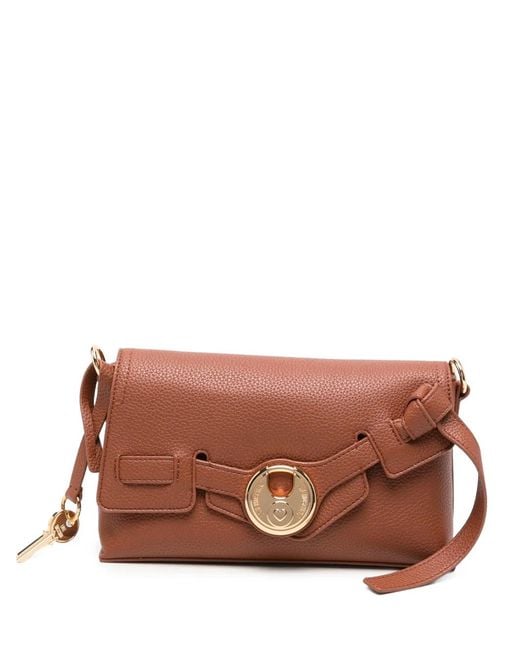 Love Moschino Brown Logo-Plaque Crossbody Bag