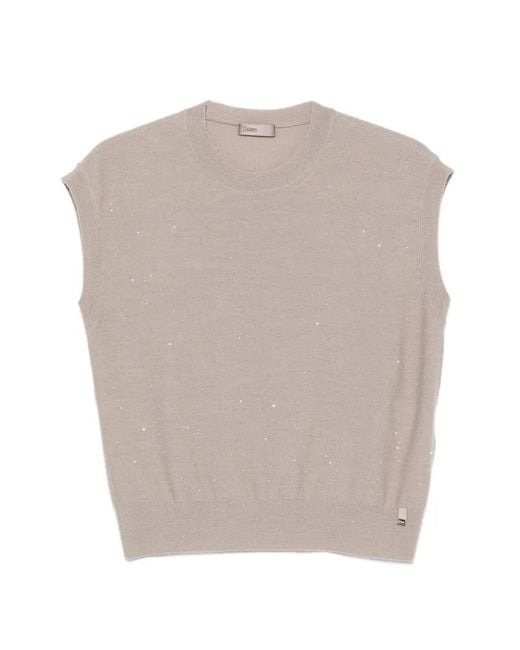 Herno White Sequin-Embellished Cap-Sleeve Vest