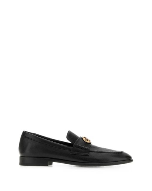 Burberry Black Opal Logo-Plaque Leather Loafers