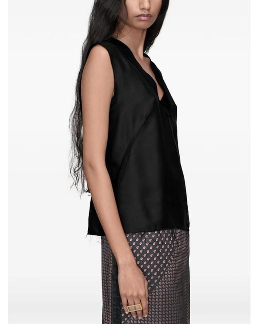 Maison Margiela Black Haut Bonded Creases À Design Sans Manches