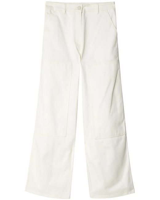 CECILIE BAHNSEN White Double-Knee Straight-Leg Cotton Trousers