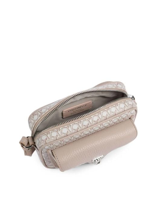 Coccinelle Gray Monogram-Pattern Crossbody Bag