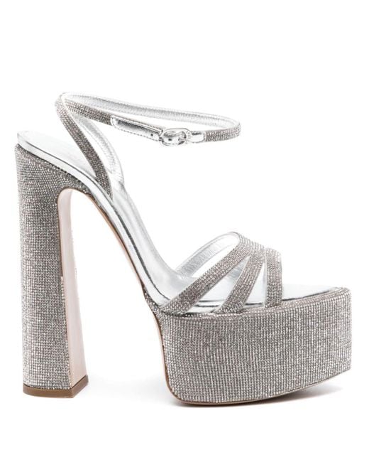Le Silla White Nina 170mm Crystal-embellished Platform Sandals