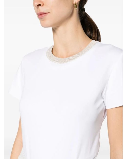 Dorothee Schumacher White Metallic-Threading Cotton-Blend T-Shirt
