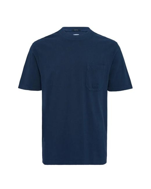 C P Company Blue T-Shirt 24/1 À Effet Tie Dye for men