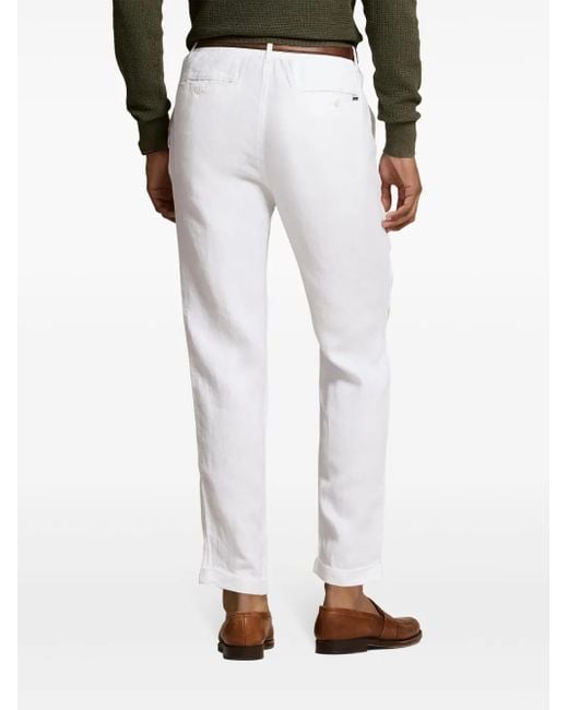 Pantalon En Lin À Taille À Lien De Resserrage Polo Ralph Lauren pour homme en coloris White