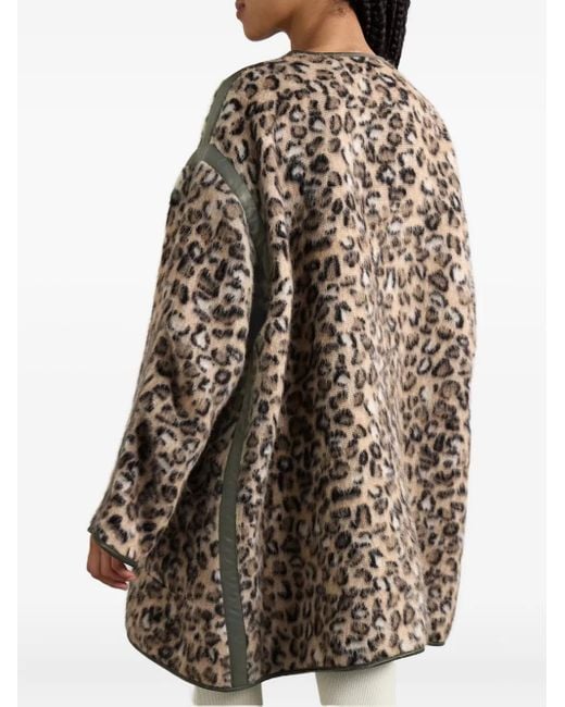R13 Natural Leopard-Print Panelled Coat