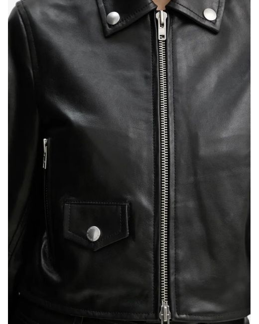 Stand Studio Black Zip-Fastening Popper-Detail Jacket