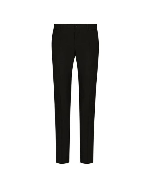 Dolce & Gabbana Black Stretch Wool Tuxedo Pants for men