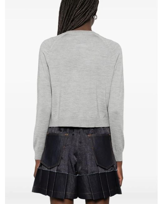 Moschino Gray Crew-Neck Cardigan