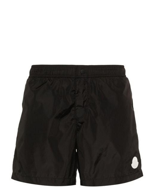 Moncler Black Logo-patch Swim Shorts for men
