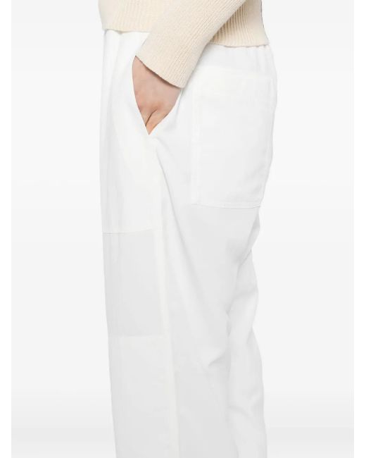 James Perse White Drawstring Tapered Trousers