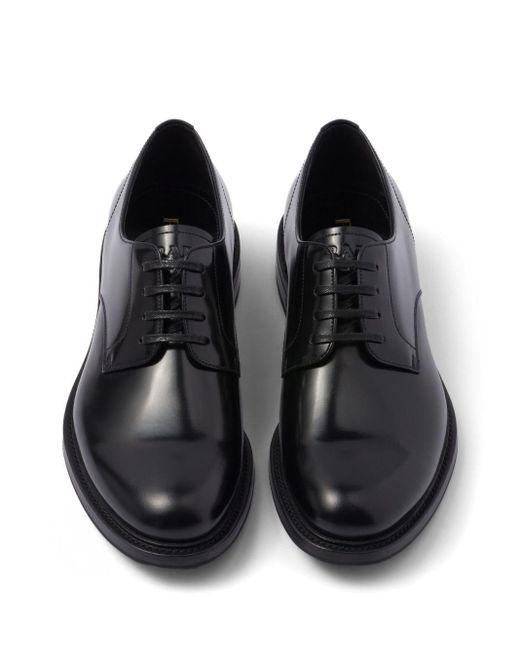 Prada Derby-Schuhe aus gebürstetem Leder in Black für Herren