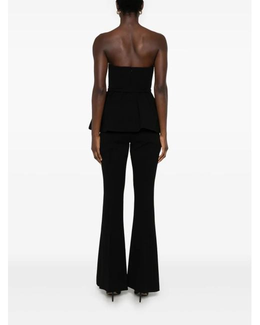 Self-Portrait Black Elegant Crepe Jumpsuit With Belt