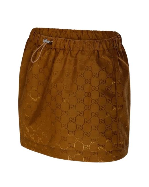 Gucci Brown Monogram Elasticated Mini Skirt