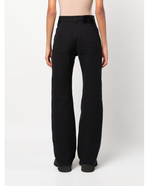 Pantalones rectos con logo en jacquard Fendi de color Black