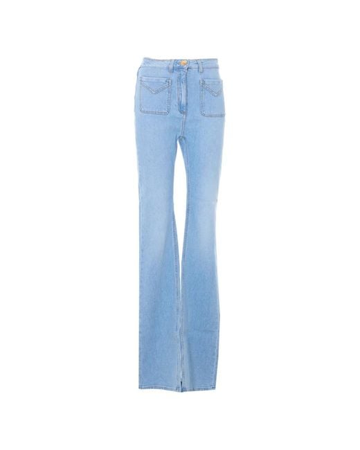 Elisabetta Franchi Blue Pocket Flared Denim