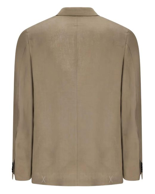 Zegna Brown Single-Breasted Linen Jacket for men
