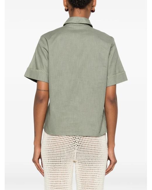 ORSINA Gray Blanket-Stitched Short-Sleeve Shirt