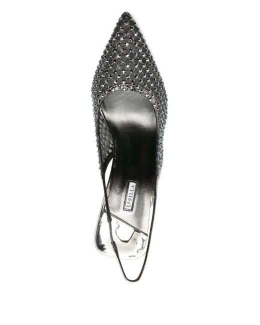 Le Silla Metallic 100Mm Embellished Slingback Heeled Pumps