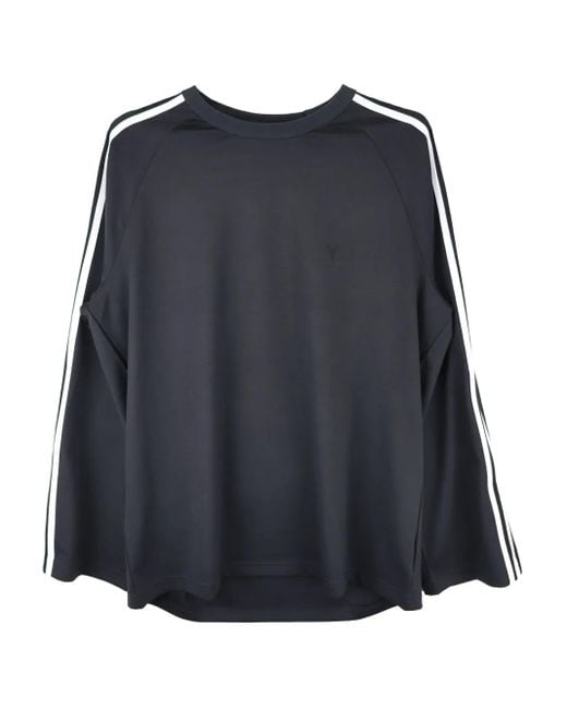 Y-3 Black Long-Sleeve T-Shirt With Three Stripes for men