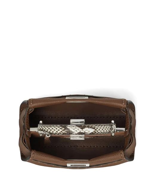 Fendi Brown Mini Peekaboo Leather Tote Bag