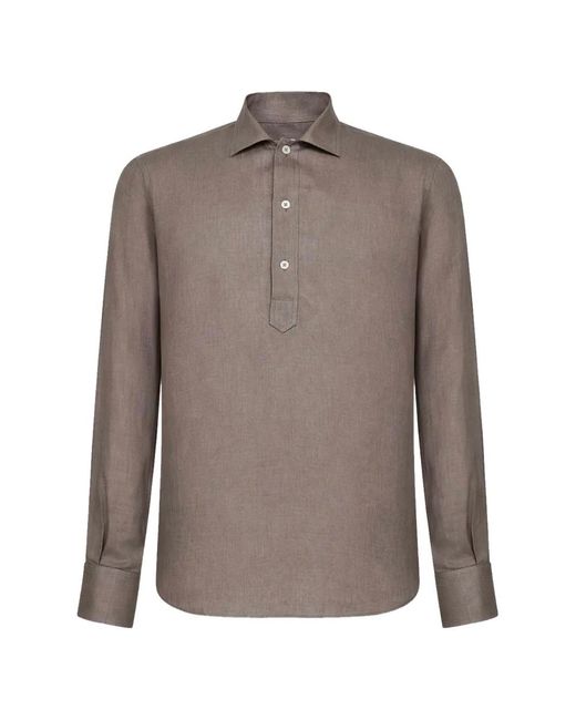 Tagliatore Brown Three-Button Polo Shirt for men