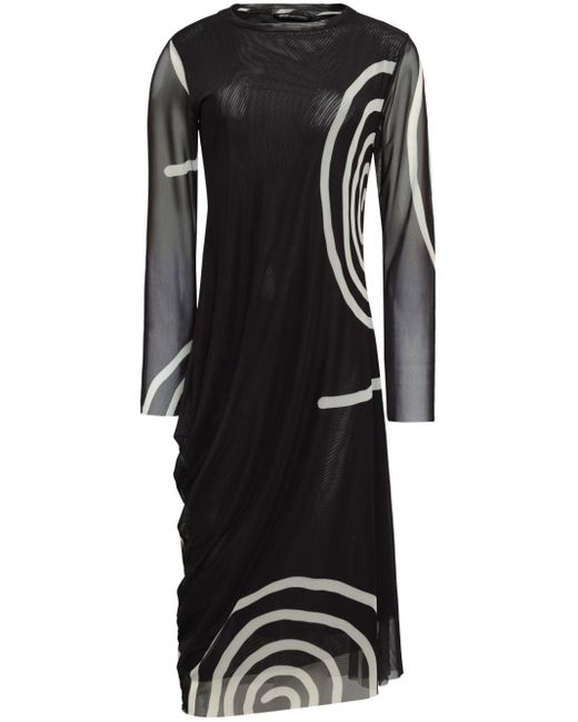 UMA | Raquel Davidowicz Black Metal Asymmetrical Midi Dress