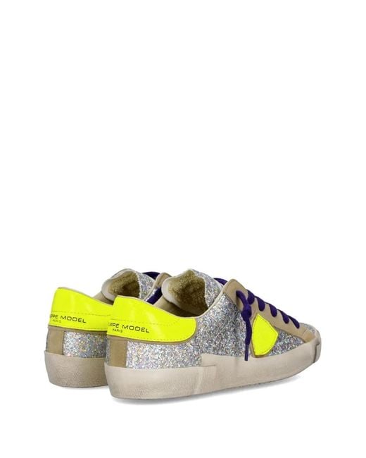 Philippe Model Multicolor Baskets En Cuir À Effet Pailleté