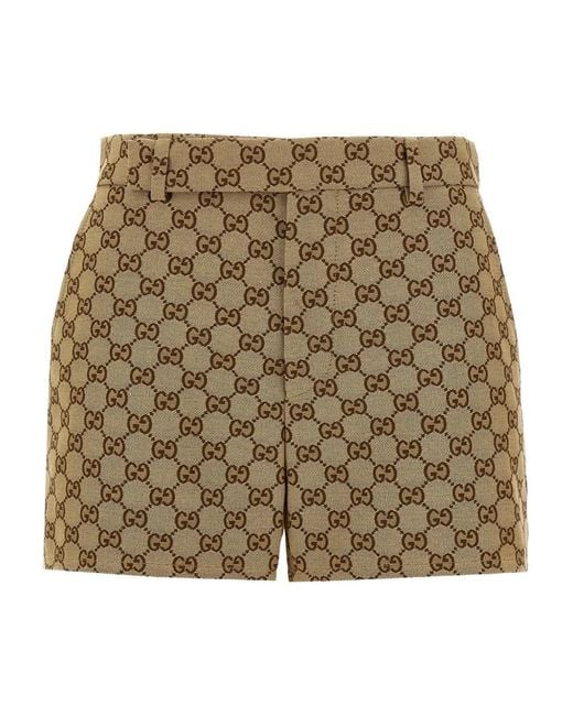 Gucci Natural Gg Supreme Fabric Shorts