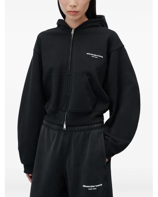 Alexander Wang White Logo-Print Mid-Rise Relaxed Sweatpants