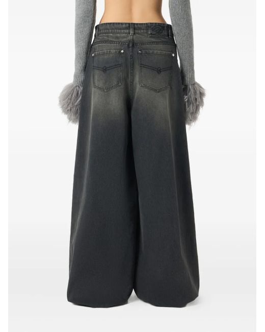 Blumarine Black Whiskering-Effect Jeans