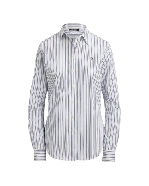 Ralph Lauren White 100% Cotton Patterned Popover Shirt