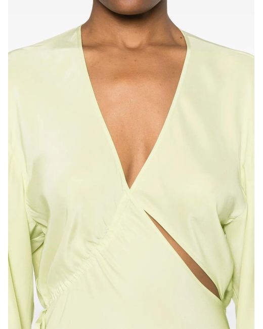 Christopher Esber Zijden Maxi-Dress Met Gekruist Detail in het Yellow
