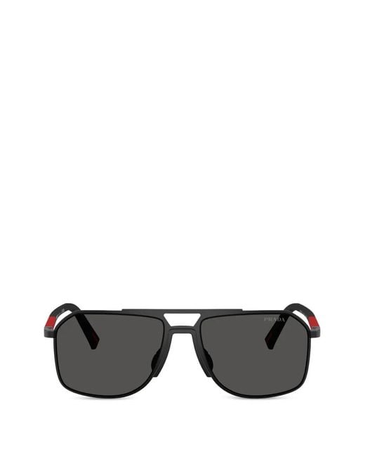 Prada Linea Rossa Black Pilot-Frame Sunglasses for men