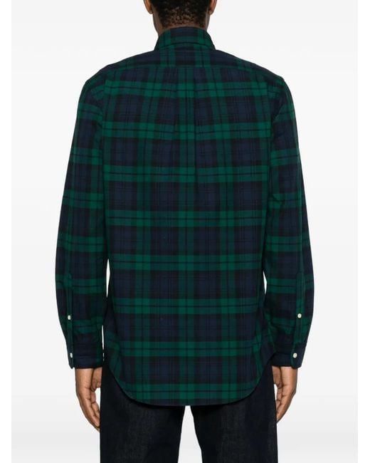 Polo Ralph Lauren Green Tartan-Check Button-Down Shirt for men