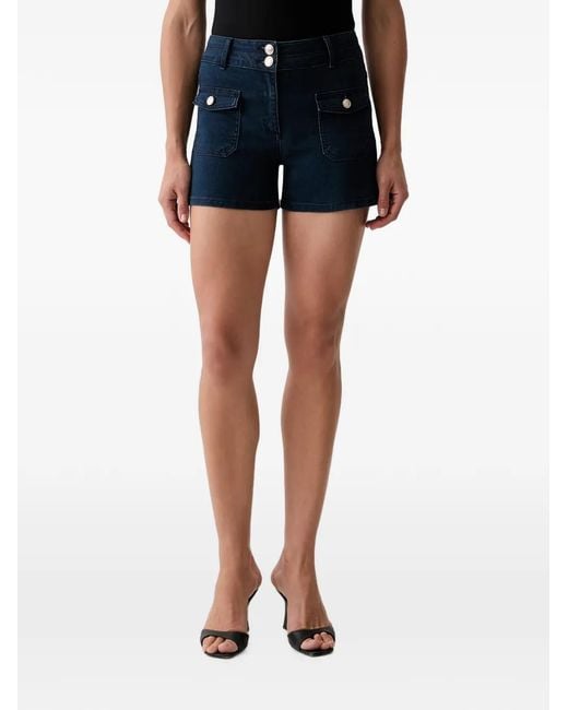 Morgan Blue Button-Detail Pocket-Flap Shorts