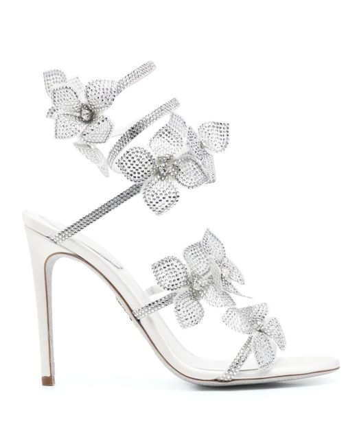 Rene Caovilla White 105Mm Floriane Sandals