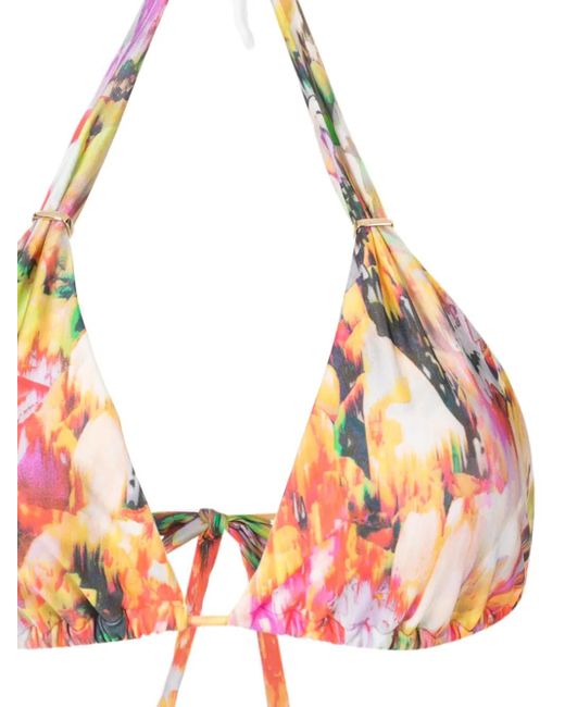 Lenny Niemeyer Pink Abstract-Print Bikini Top