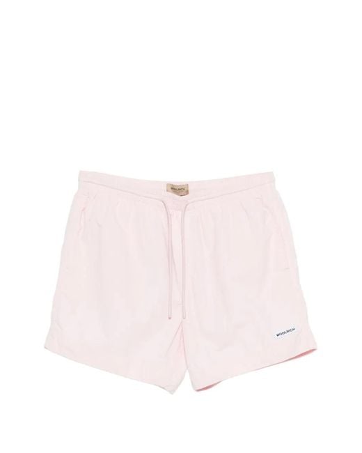 Woolrich Pink Drawstring Swim Shorts for men